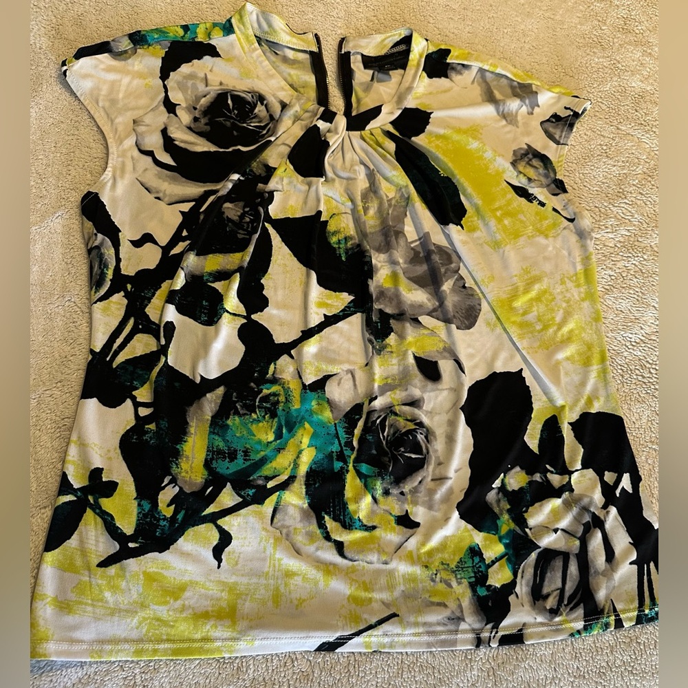 Worthington Black and Yellow Floral Blouse